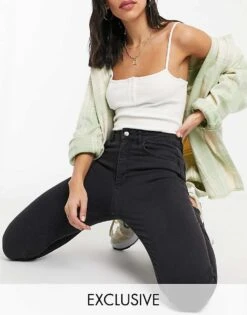 Reclaimed Vintage The '90 Skinny Jeans In Washed Black For Women