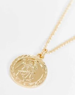 Reclaimed Vintage Unisex St Christopher Necklace In Gold For Unisex -Closet Theory Her 202662346 4