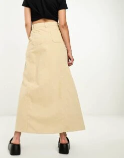 Reclaimed Vintage Denim Maxi Skirt In Ecru For Women Beige -Closet Theory Her 202710450 3