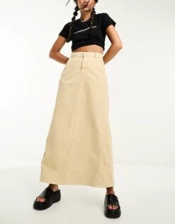 Reclaimed Vintage Denim Maxi Skirt In Ecru For Women Beige -Closet Theory Her 202710450 4