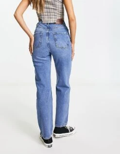 Reclaimed Vintage High Waist Slim Leg Jean In Washed Blue For Women Mid Blue -Closet Theory Her 203579399 2