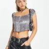 Reclaimed Vintage Velvet Corset In Silver For Women -Closet Theory Her 203714725 1 silver