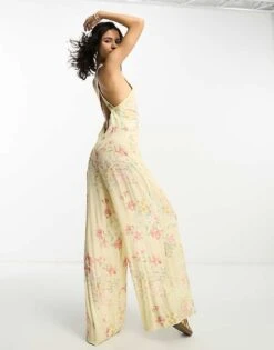 Reclaimed Vintage Sleeveless Jumpsuit In Creamy Floral For Women