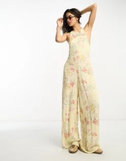 Reclaimed Vintage Sleeveless Jumpsuit In Creamy Floral For Women -Closet Theory Her 204034469 3