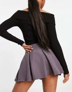 Reclaimed Vintage Skort In Charcoal For Women -Closet Theory Her 204163922 4