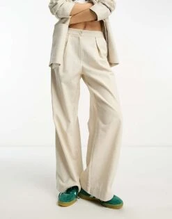 Reclaimed Vintage Menzy Wide Leg Trouser In Stone For Women -Closet Theory Her 204936318 2