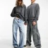 Reclaimed Vintage Unisex Oversized Sweat In Washed Charcoal For Unisex -Closet Theory Her 205010183 1 charcoal