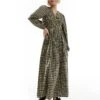 Reclaimed Vintage Drawstring Tie Smock Dress In Check For Women Multi Check