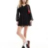 Reclaimed Vintage Mini Dress With Long Sleeves In Black For Women -Closet Theory Her 205457049 1 black