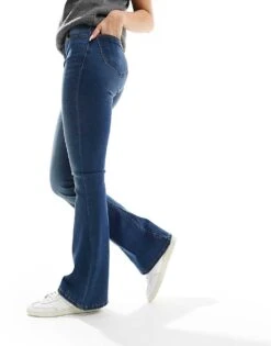 Reclaimed Vintage Denim Flare Jean In Blue Wash For Women Indigo -Closet Theory Her 205460327 5