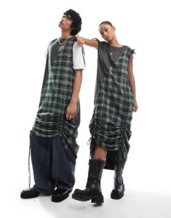 Reclaimed Vintage Genderless Dress With Ruching Detail In Check For Unisex Multi -Closet Theory Her 205486543 1 multi 1