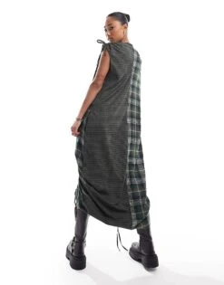 Reclaimed Vintage Genderless Dress With Ruching Detail In Check For Unisex Multi -Closet Theory Her 205486543 2