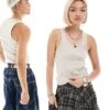 Reclaimed Vintage Unisex Shrunken Ribbed Vest Stone For Unisex -Closet Theory Her 205547551 1 stone