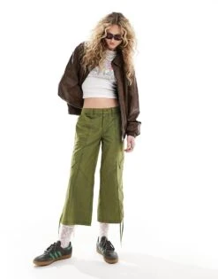 Reclaimed Vintage Y2k Cropped Capri Trouser For Women Khaki -Closet Theory Her 205596483 5
