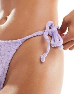 Reclaimed Vintage Triangle Bikini Bottom In Floral Towelling For Women Purple -Closet Theory Her 205612476 3