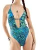 Reclaimed Vintage Cutout Swimsuit In Blue Animal Print For Women Multi -Closet Theory Her 205623120 1 multi