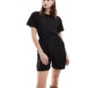 Reclaimed Vintage Linen Romper Playsuit In Black For Women