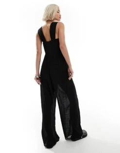 Reclaimed Vintage Jumpsuit With Bust Detail In Black For Women -Closet Theory Her 205646598 4