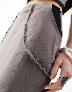 Reclaimed Vintage Spliced Midi Skirt In Grey And Black For Women -Closet Theory Her 205649265 3