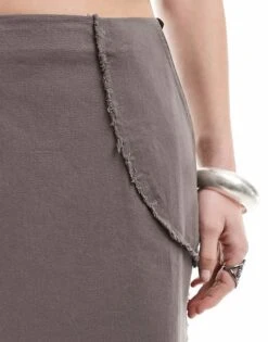 Reclaimed Vintage Spliced Midi Skirt In Grey And Black For Women -Closet Theory Her 205649265 5