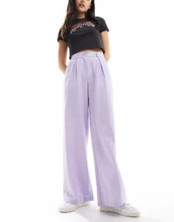 Reclaimed Vintage Wide Leg Trouser In Purple For Women -Closet Theory Her 205661015 3