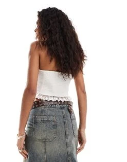 Reclaimed Vintage Western Milkmaid Lace Corset Top For Women White -Closet Theory Her 205661129 2