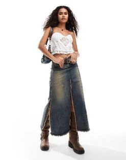 Reclaimed Vintage Western Milkmaid Lace Corset Top For Women White -Closet Theory Her 205661129 4