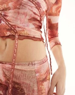 Reclaimed Vintage Slash Neck Top Co-ord In Grunge Rose Print For Women Multi -Closet Theory Her 205662264 2