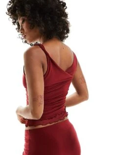 Reclaimed Vintage Ruched Top Co-ord In Burgundy For Women -Closet Theory Her 205695523 4