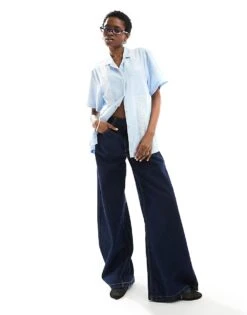 Reclaimed Vintage Shirt With Broderie Detail In Blue For Women Multi -Closet Theory Her 205705556 4