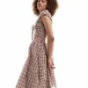 Reclaimed Vintage Check Mini Dress With Lace Up Front For Women -Closet Theory Her 205710845 1 check