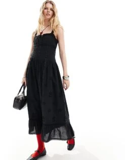 Reclaimed Vintage Tiered Western Cowgirl Midi Dress In Black For Women -Closet Theory Her 205730017 1 black 1