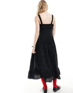 Reclaimed Vintage Tiered Western Cowgirl Midi Dress In Black For Women -Closet Theory Her 205730017 4