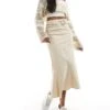 Reclaimed Vintage Linen Maxi Skirt With Y2k Belt For Women Beige -Closet Theory Her 205735930 1 beige