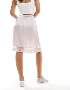 Reclaimed Vintage Lingerie Slip Skirt In Pink For Women Pale Pink -Closet Theory Her 205740978 3