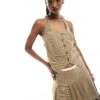 Reclaimed Vintage Waistcoat In Brown Pinstripe For Women Multi