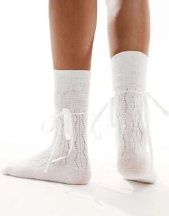 Reclaimed Vintage Socks With Bows In White For Women -Closet Theory Her 205830270 3