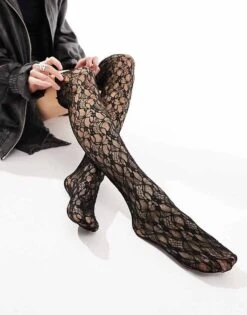 Reclaimed Vintage Lace Knee High Socks In Black For Women -Closet Theory Her 205830271 4