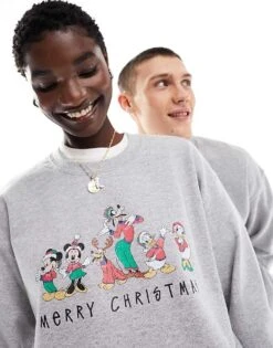 Reclaimed Vintage Unisex Disney Licensed Christmas Sweat In Grey For Unisex -Closet Theory Her 205852443 2