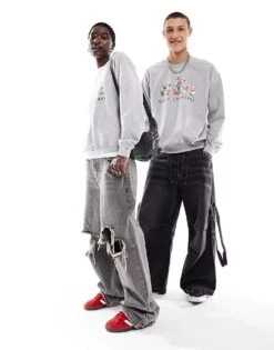 Reclaimed Vintage Unisex Disney Licensed Christmas Sweat In Grey For Unisex -Closet Theory Her 205852443 3