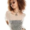 Reclaimed Vintage Knitted Top With Bow Detail For Women Stone -Closet Theory Her 205883919 1 stone