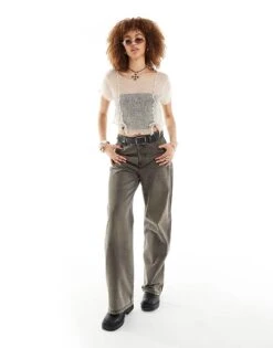 Reclaimed Vintage Knitted Top With Bow Detail For Women Stone -Closet Theory Her 205883919 4