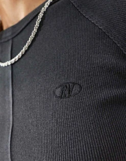 Reclaimed Vintage Asymmetric Baby Tee In Charcoal For Women -Closet Theory Her 205915782 3