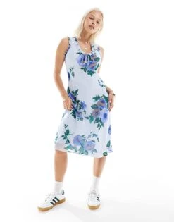 Reclaimed Vintage Midi Tea Dress In Blue Floral Print For Women Multi -Closet Theory Her 205926604 1 multi 1