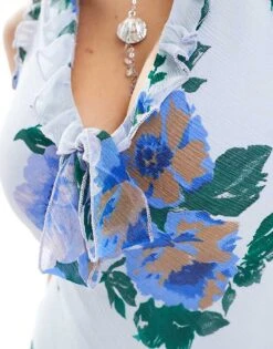 Reclaimed Vintage Midi Tea Dress In Blue Floral Print For Women Multi -Closet Theory Her 205926604 3