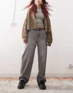 Reclaimed Vintage Low Rise Baggy Jean In Washed Charcoal For Women Vintage Charcoal