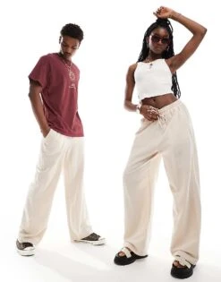 Reclaimed Vintage Unisex Linen Pull On Trouser In Ecru For Unisex -Closet Theory Her 205942912 1 ecru 1