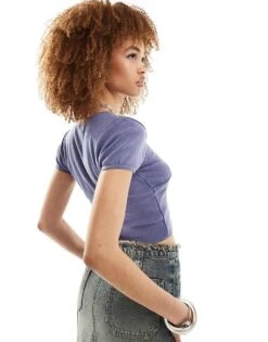 Reclaimed Vintage Lace Trim Ballet Baby Tee In Purple For Women -Closet Theory Her 205958105 1 purple 1