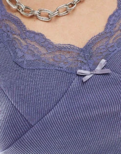 Reclaimed Vintage Lace Trim Ballet Baby Tee In Purple For Women -Closet Theory Her 205958105 4