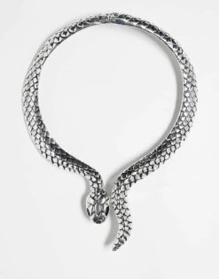 Reclaimed Vintage Unisex Oversized Snake Necklace In Silver For Unisex -Closet Theory Her 205962531 1 silver 1